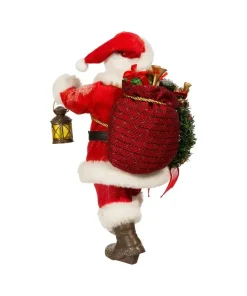 Kurt S Adler Fabriche™ Santa With Wreath And Lantern, Fa1067^ Clothtique/Fabriche Santas
