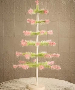 Bethany Lowe Feather Tree Green With Pink Tips 24″^ Easter