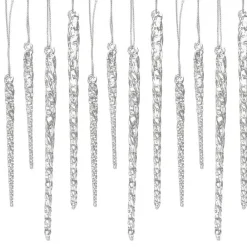 Kurt S Adler Glass Icicle Ornaments Clear Twist Set Of 24, W3730^ Glass