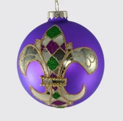Outlet Glass Round Fleur De Lis Ornament Speciality