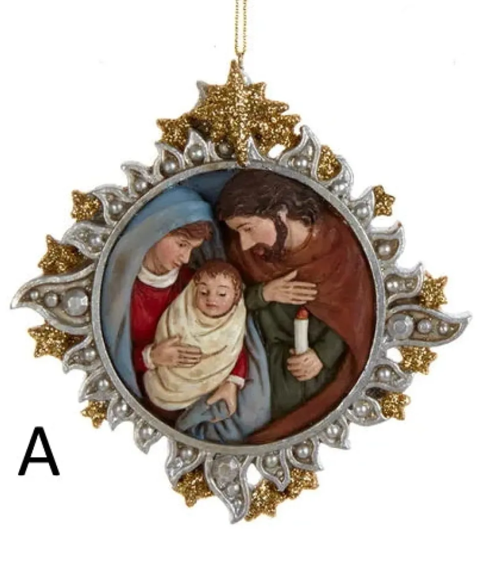 New Gold And Silver Nativity Family Ornaments, 2 Assorted, E0678, Kurt Adler Speciality