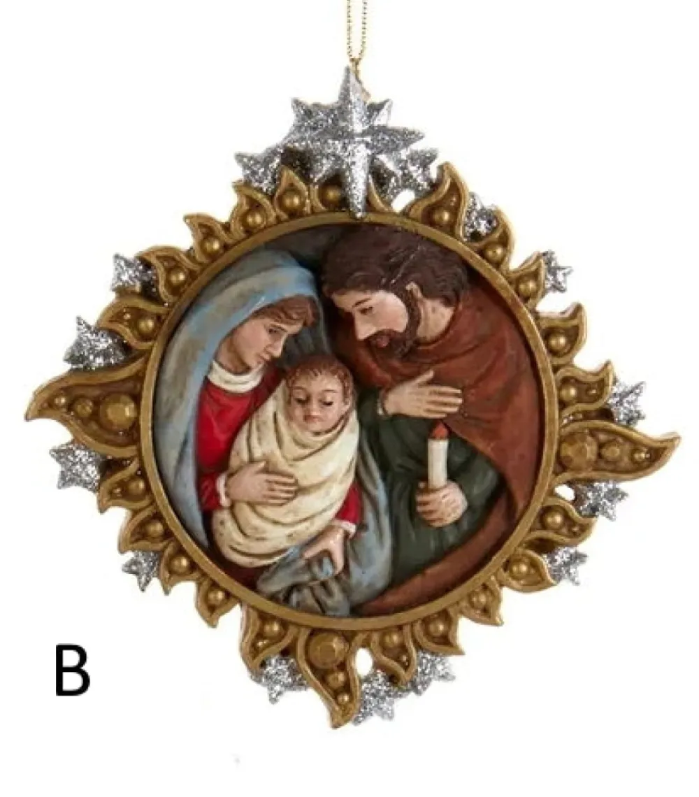 New Gold And Silver Nativity Family Ornaments, 2 Assorted, E0678, Kurt Adler Speciality