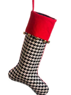 Sale Houndstooth Stocking With Bells Speciality