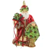 Shop Huras, Floral Santa Glass Ornament Poinsettia Basket, S551 Novelty
