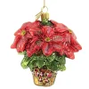 Best Sale Huras, Poinsettia With Plain Bow Glass Ornament Floral Flower, S462 Novelty