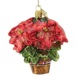 Best Sale Huras, Poinsettia With Plain Bow Glass Ornament Floral Flower, S462 Novelty