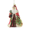 Cheap Huras, Santa With Poinsettias Wreaths Glass Ornament Floral Christmas, S589A Novelty
