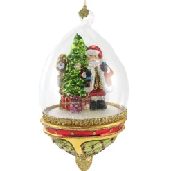 Store Huras, Santa With Tree, Grandfather Clock In Dome, S865 Novelty