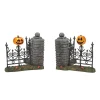 New Hv, Jack Lantern Lit Fence Corners, 6007702, Halloween Village Halloween Village