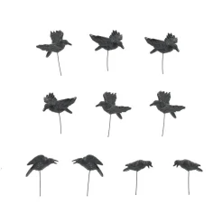 Shop Hv, Set Of 10 Halloween Crows, 6010451, Halloween Accessories Village Accessories