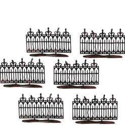 Discount Hv, Spooky Wrought Iron Fence Set/6,, 56.52982, Halloween Village Halloween Village