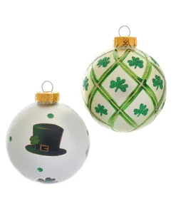 Sale Irish Glass Ball Ornaments, 6-Piece Box Set, 80Mm, Gg0886, Kurt Adler Speciality
