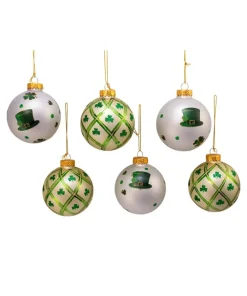 Sale Irish Glass Ball Ornaments, 6-Piece Box Set, 80Mm, Gg0886, Kurt Adler Speciality