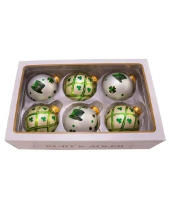 Sale Irish Glass Ball Ornaments, 6-Piece Box Set, 80Mm, Gg0886, Kurt Adler Speciality