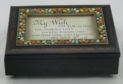 Store Italian Style Burlwood Finish Decorative Jewel Lid Musical Music Jewelry Box - Plays Edelweiss Novelty