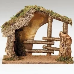 Sale Italian Wooden Stable For 5", Fontanini, 50426 Resin Nativity