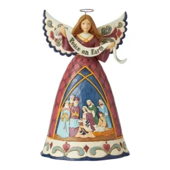 Discount Jim Shore, Nativity Angel W/Peace Banner, 6006649, Heartwood Creek Resin Nativity