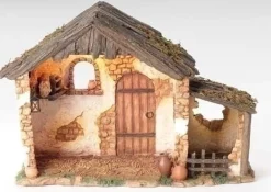 Flash Sale Lighted Resin Stable 10" Scale 5", , 50567 Resin Nativity