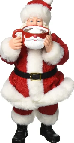 Department 56 Mugstache Santa 11"^ Clothtique/Fabriche Santas