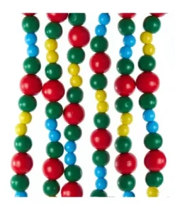 Kurt S Adler Multicolor Wooden Bead Garland 6', C5947, Kurt Adler^ Santas