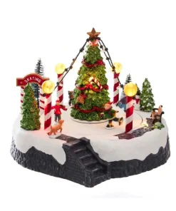 Kurt S Adler Musical Led Lighted Ice Rink With Trees Tabletop Battery Operated, C5624, Kurt Adler^ Resin