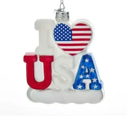 Kurt S Adler Noble Gems "I Love Usa" Glass Christmas Ornament, Nb1286, Kurt Adler^ Glass