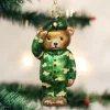 Old World Christmas Owc Army Bear Ornament, 12402^ Glass