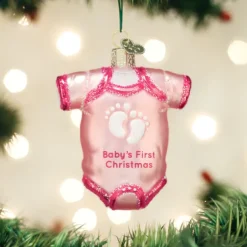 Old World Christmas Owc Baby Onesie Ornament, 32338-39^ Glass