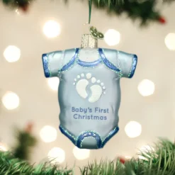 Old World Christmas Owc Baby Onesie Ornament, 32338-39^ Glass