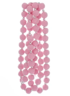Kurt S Adler Pink Pearlized Pom Pom Garland, 6 Feet Long, H2057, Kurt Adler^ Garlands (Tree)