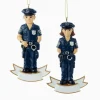 Kurt S Adler Police Officer Ornaments Male And Female For Personalization, A1628, Ksa^ Resin