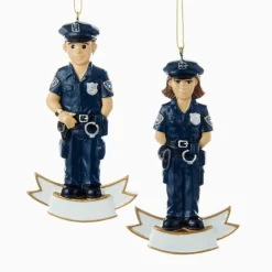 Kurt S Adler Police Officer Ornaments Male And Female For Personalization, A1628, Ksa^ Resin