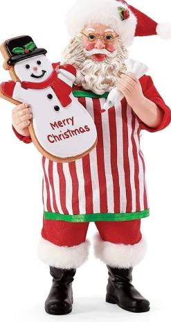 Department 56 Santa Holding Snowman Cookie, 6008560, Possible Dreams^ Clothtique/Fabriche Santas
