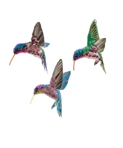 Kurt S Adler Sequined Hummingbird Ornament, 3 Assorted, C0804, Kurt Adler^ Resin