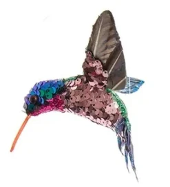 Kurt S Adler Sequined Hummingbird Ornament, 3 Assorted, C0804, Kurt Adler^ Resin