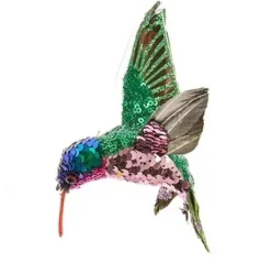 Kurt S Adler Sequined Hummingbird Ornament, 3 Assorted, C0804, Kurt Adler^ Resin