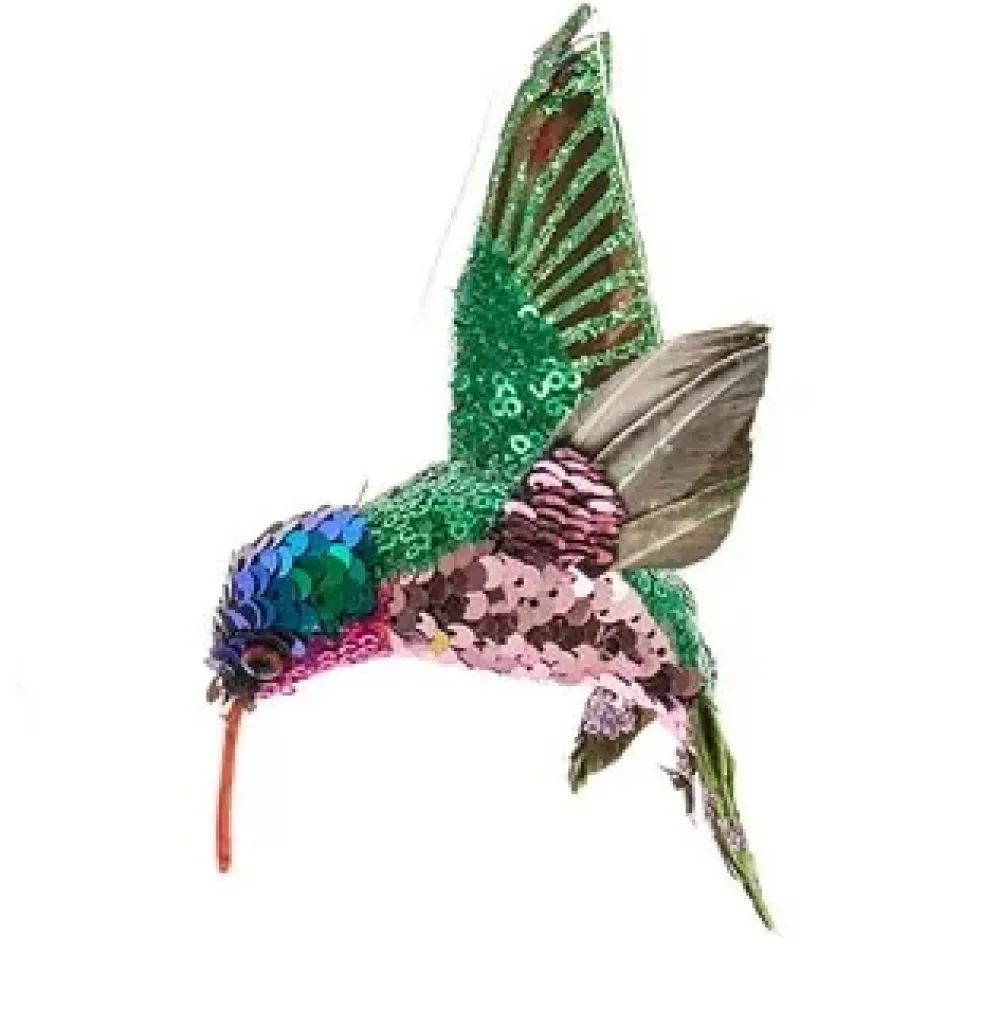 Kurt S Adler Sequined Hummingbird Ornament, 3 Assorted, C0804, Kurt Adler^ Resin