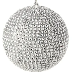 Raz Silver Ball Ornament 4.5"^ Resin