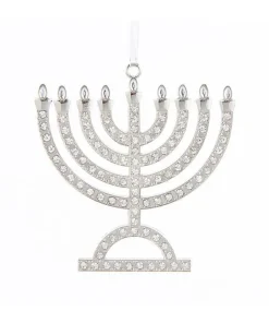 Online Silver Menorah Ornament, E0525, Kurt Adler Religious