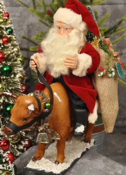 Elaine Roesle St Nick On Cow By ^ Santas