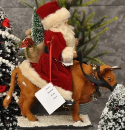 Elaine Roesle St Nick On Cow By ^ Santas