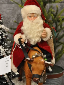 Elaine Roesle St Nick On Cow By ^ Santas