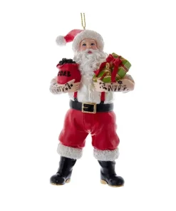 Kurt S Adler Tattoo Santa Ornament, E0674, Kurt Adler^ Clothtique/Fabriche Santas