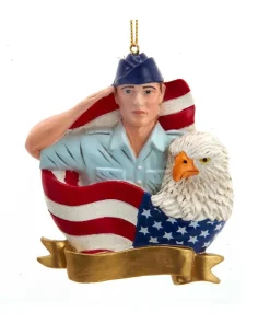 Kurt S Adler U.S. Air Force™ Airman, Flag, Eagle Ornament For Personalization, Af2202, Kurt Adler^ Resin