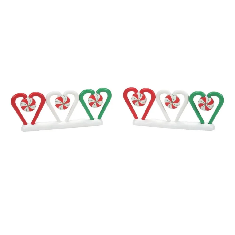 Clearance Va, Candy Cane Fence Set Of 2, 6011458, Snow Village