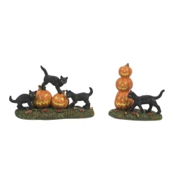 Discount Va, Scary Cats Pumpkins St/2, 6012285, Halloween Village