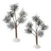 Fashion Va, Silver Sparkle Pines, Set Of 2, 4051956, Snow Village
