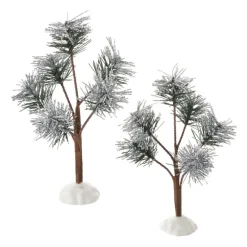 Fashion Va, Silver Sparkle Pines, Set Of 2, 4051956, Snow Village
