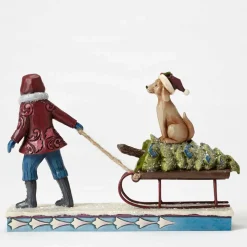 Enesco Victorian Child Pulling Sled^ Resin