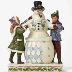 Cheap Victorian Children Building Snowman Jim Shore